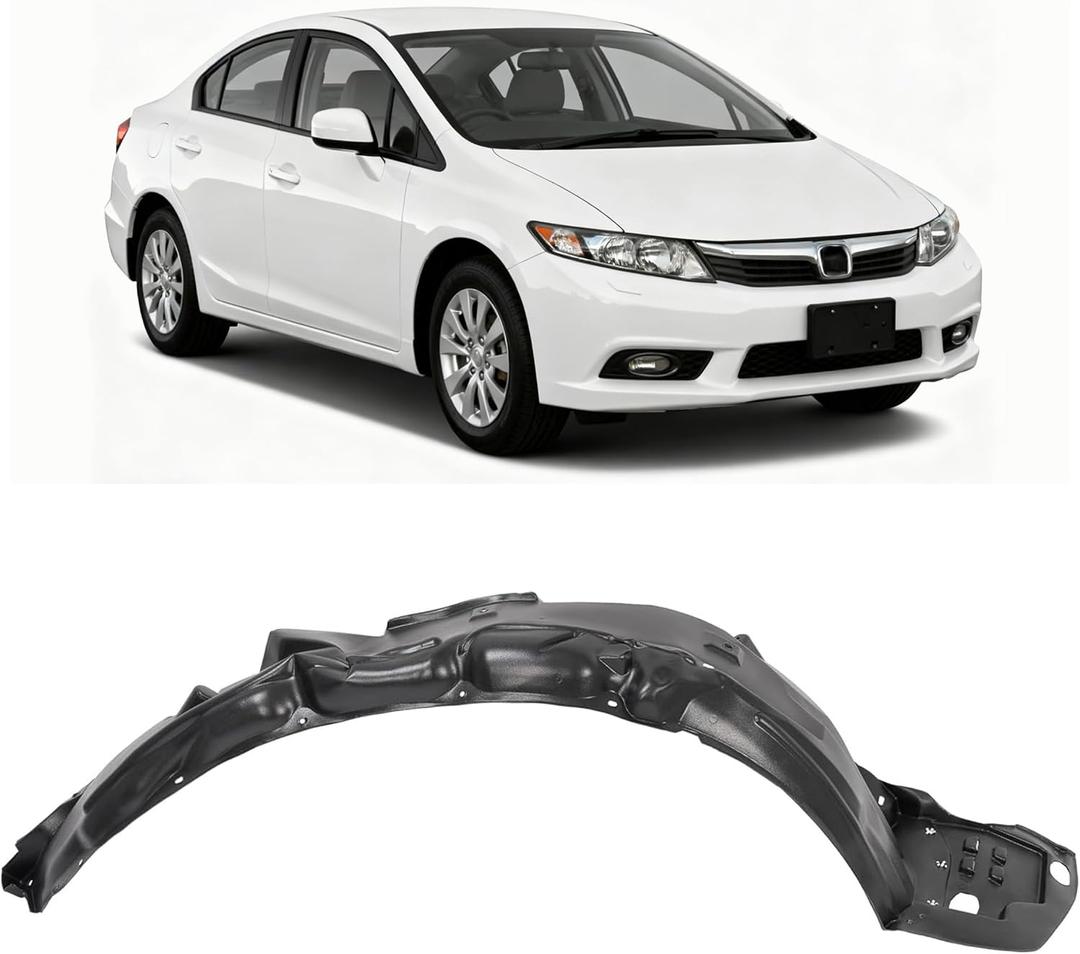 ALMULOO Front Fender Liner Inner Panel Compatible with 2012-2015 Honda Civic GX SE Replacement for HO1248143 HO1249143 74101TR0A50 74151TR0A50 Wheel Liner Splash Shields Guard