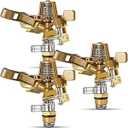 1/ 2 Inch Brass Impact Sprinkler Heavy Duty Orbit Sprinkler Head with Nozzles Adjustable 0-360 Degrees Sprinkler Head Lawn Watering Sprinkler for Yard Lawn and Grass Irrigation (3 Pieces)