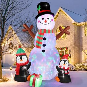 OurWarm 6ft Christmas Inflatables Christmas Decorations Outdoor, Inflatable Snowman Penguin Blow Up Yard Decorations with Rotating LED Lights for Indoor Outdoor Christmas Decorations Yard Garden Decor