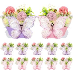 Wettarn 12 Pcs Butterfly Centerpieces for Tables Butterfly Party Favor Decorations Flower Boxes Table Decorations for Birthday Wedding Garden Tea Party