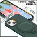 Soft Liquid Silicone Case for iPhone 13/14 with Magnetic Invisible Stand, Military Grade Shockproof Protection, Anti-Scratch Microfiber Lining Covers for iPhone 14/13, Pine Green
