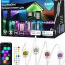 RGBCW Permanent Outdoor Lights,108 Scene Modes Smart Outdoor Christmas Lights with Voice Remote APP Control, IP68 LED Eaves Lighting for Halloween Party, Daily Garden Decor (120LED 200FT)