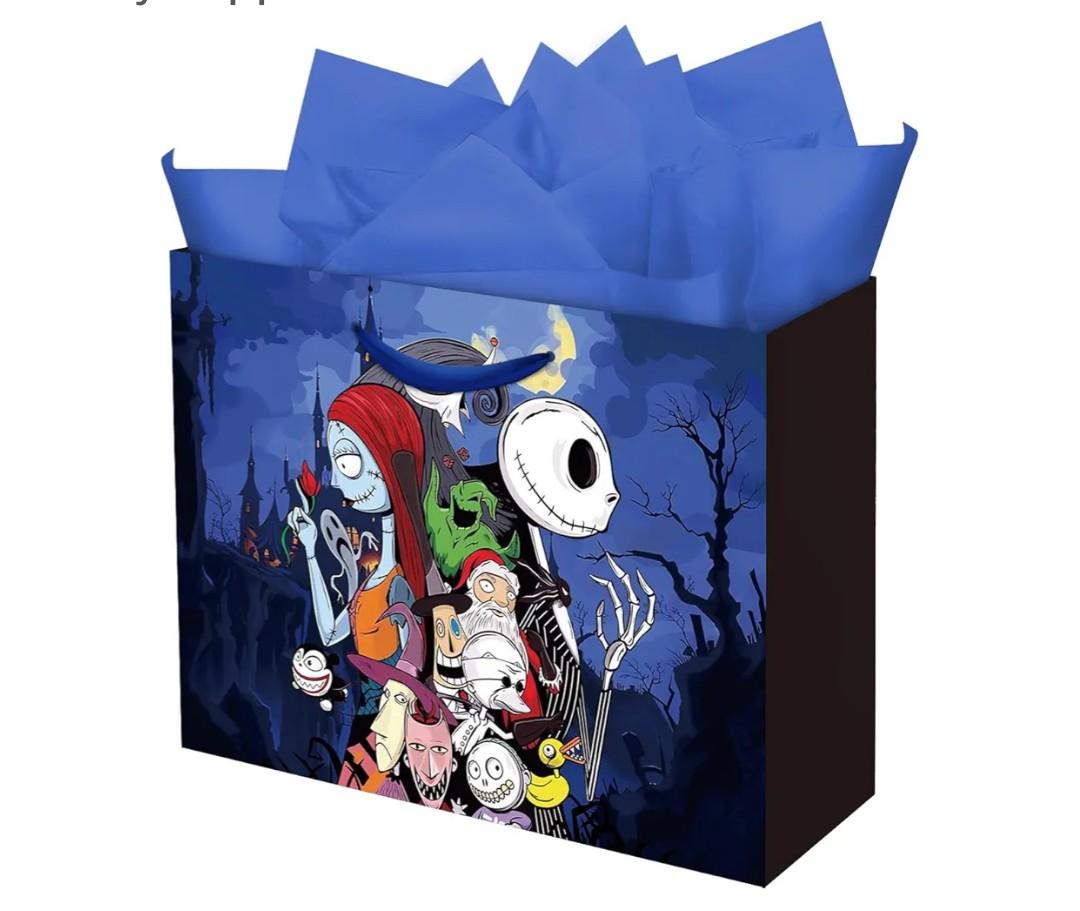 Zaprosze 4Pack Before Christmas Birthday Gift Bag with Tissue Paper and Greeting Card Wrapping Paper Bags Large Themed Birthday Party Favor Bags for Girls Bday Baby Shower Party Supplies Decoration