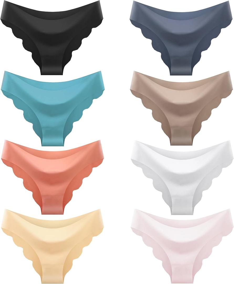 Teen Girls Seamless Bikini Underwear Big Girls Panties Hipster Underwear No Show Multipack. (13-14 Years, Black Light Blue White Pink)