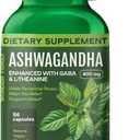 Ashwagandha Complex 400mg with GABA, L-Theanine & B6 Adaptogenic Support for Calm, Focus & Mood 56 Capsules - Non-GMO, Gluten-Free  