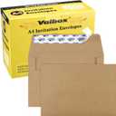 ValBox A4 Photo Envelopes 100 Qty 4 x 6 Brown Kraft Paper Envelopes Self Seal for 4x6 Cards, Photos, Weddings, Invitations, Baby Shower, 4.25 x 6.25 Inches (A4)