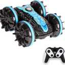 Amphibious Remote Control Car for Kids, 4WD 2.4GHz RC Stunt Vehicle with 360 Spins, Waterproof All-Terrain Truck with LED Lights, Birthday for Boys Girls, Beach Pool Fun Toy (Single Controlled - Blue)