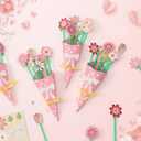 Motipuns 24 Sets DIY Flower Paper Bouquet Craft Kit Bulk for Kids Make Your Own Flower Bouquet DIY Craft School Classroom Teacher Gift Appreciation Gifts (Light Color,Daisy)