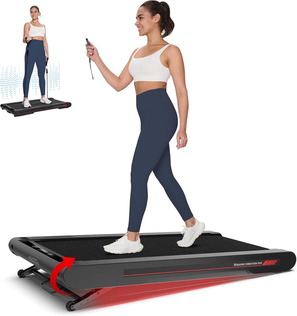 Sperax Walking Treadmill Pad with APP, 3 in 1 Under Desk Treadmill, 400W Low Noise Walking Vibration Pad with Remote Control,Portable Treadmills for Home Office (bright black)
