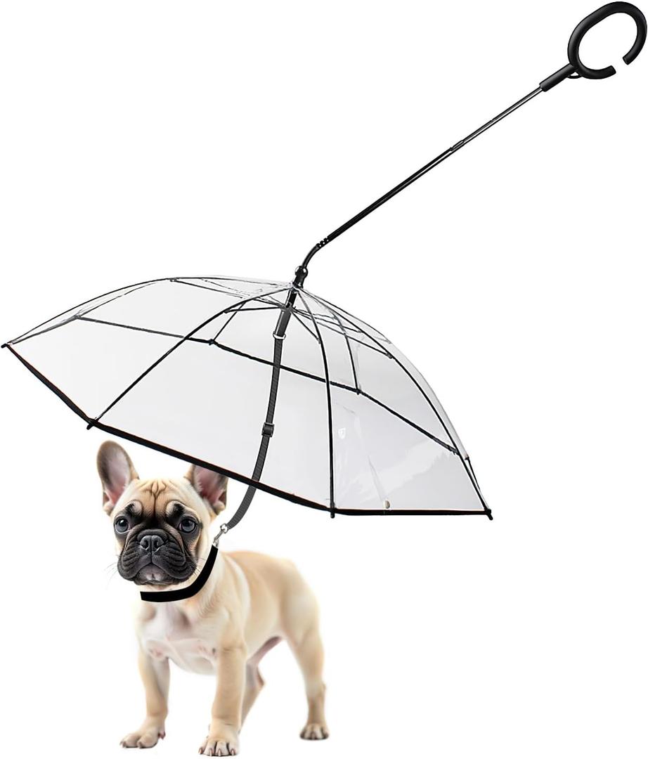 NAMSAN Clear Dog Umbrella for Small Dogs, Dog Umbrella Leash Keeps Dogs Dry in Rain Walking, Adjustable Leash, Self-Assembly (Gen-2)