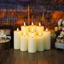 Flameless Candles Real Wax Realistic Pillar Candles, 9 Packs Battery Operated LED Candles with Remote Timer, Ideal for Halloween Home Decor IvoryD 1.6"*H 4" 4.5" 5.5"