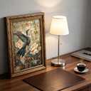 Vintage Gold Bird Framed Wall Art, Antique Hummingbird Floral Canvas Print | Colorful Hummingbird Floral Picture Wall Decor, Retro Nature Botanical Poster Artwork for Living Room Bedroom Office, Size: 24"L x 16"W