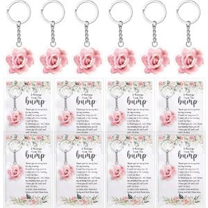 Landical 50 Sets Rose Baby Shower Party Favors A Message From The Bump Keychains Thank You Card Decorations for Gender Reveal Guest Gift