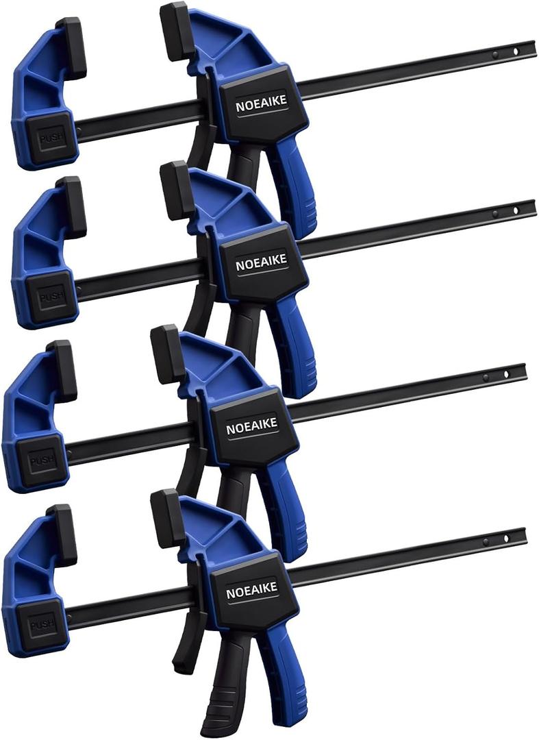Bar Clamps for Woodworking,4-Pack Wood Clamps 12 Inch Light Duty One-Handed Woodwoking,Quick Grip/Spreader Clamps Set 150LBS Load Limit with Quick Change Button.