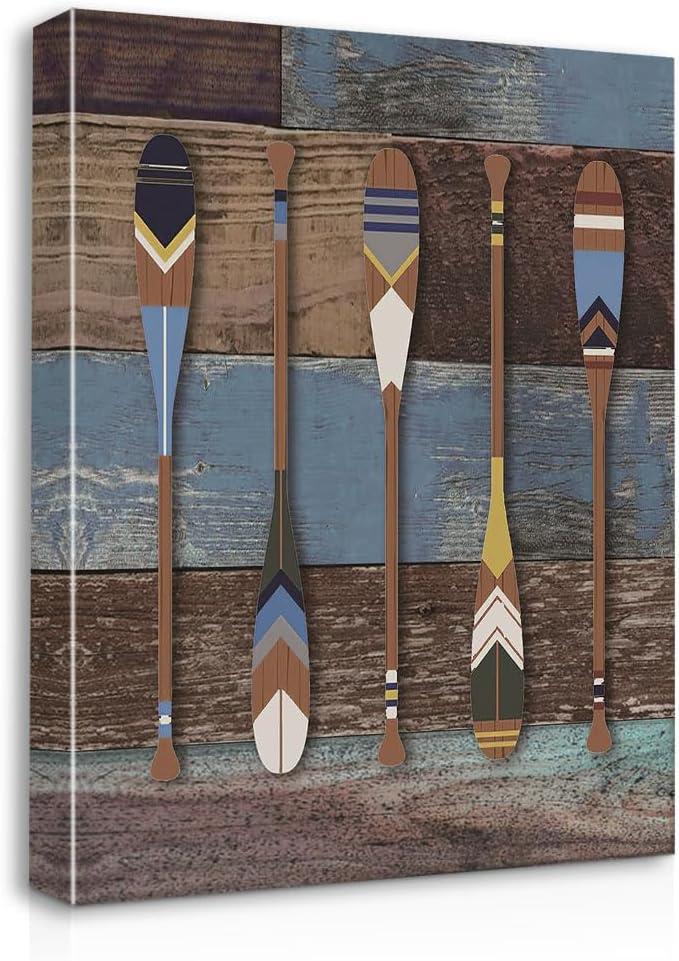 Lake Paddle Canvas Wall Art Prints Artwork Signs Framed for Lake Porch Wall Decor Home Room Bathroom Decor, 11 X 14 inch, Housewarming Gift, Lake Cabin Paddle Canvas Wall Decor, Lake House Decor