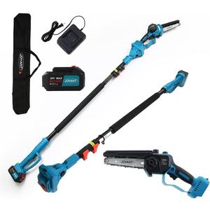 Pole Saw for Tree Trimming, 15-Foot Reach Pole Tree Trimmer, 6inch Electric Pole Chainsaw for Branch and Wood Cutting with Portable Bag and 20V 4A Battery Jovant