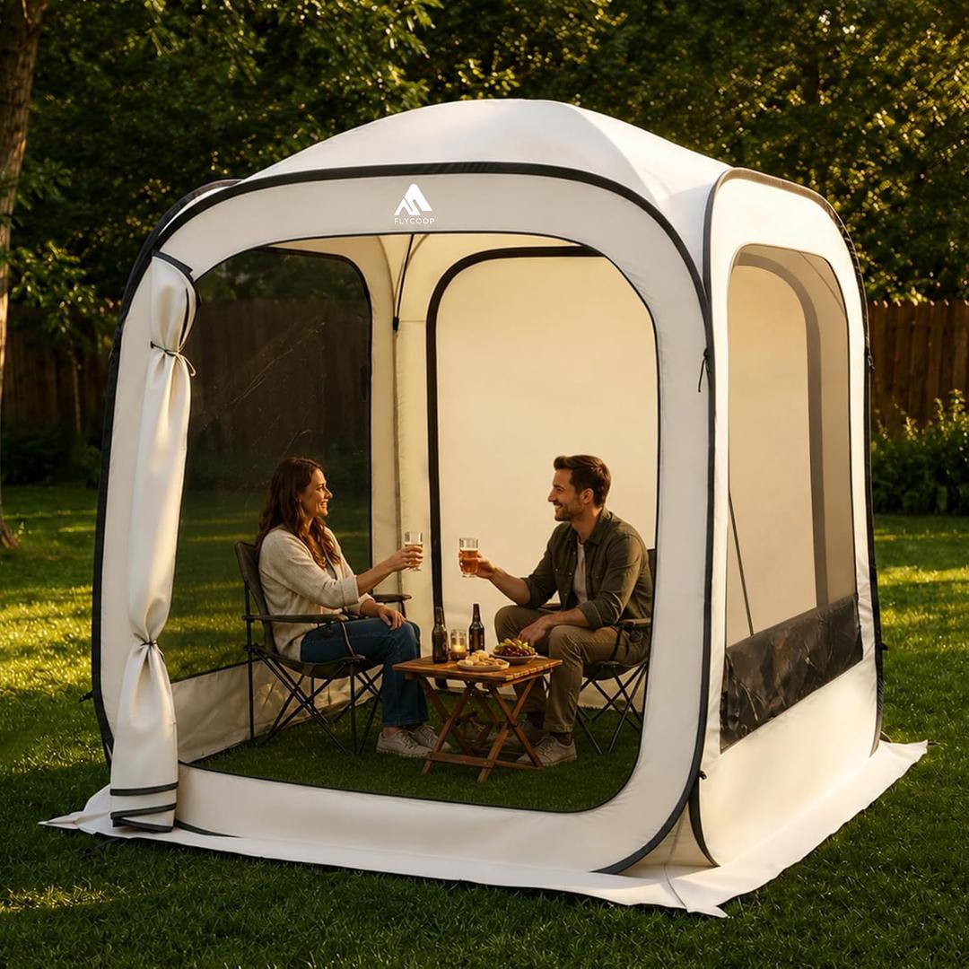 5.6x5.6ft Screen House Tent with Convertible Privacy Panels, Mosquito Net Shelter for Patio Backyard Camping, Ventilated Outdoor Gazebo with Shade Panels, Stakes & Guy Ropes Included