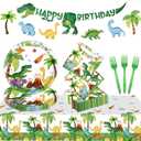 Dinosaur Birthday Party Supplies - Dinosaur Tableware Set for 20 Guests, Includes Banner, Tablecloth & Tableware for Theme Party Decorations Baby Shower
