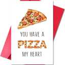 2 x LYMEQING Romantic Valentines Day Card for Him Her, Cute Valentines Day Gift Card for Wife Husband Boyfriend Girlfriend (You Have a Pizza My Heart) (#167)