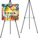 Easel Stand for Sign,63" Portable Metal Easel Stand for Wedding Sign,Adjustable Folding Art Easel for Display with Portable Bag(Black,2 Pack)