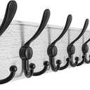Coat Rack Wall - Heavy-Duty 38-1/4" Long, with Reinforced 10 Custom Tri-Hooks, Solid Wood Wall Hanger for Coats Hat Jackets - Rustic Farmhouse Entryway Hallway Storage, White & Black