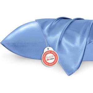 Bedsure Satin Pillowcase for Hair and Skin Queen - Sky Blue Silky Pillowcase 2 Pack with Envelope Closure, Similar to Silk Pillow Cases, Gifts for Women Men, 20x30 Inches, 2pcs