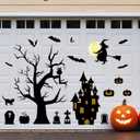 20Pcs Halloween Garage Door Decorations Black Magnet Stickers Witch Withered Tree Tombstone Pumpkin Bat Cat Large Magnetic Halloween Party Favors Decor Home Car Refrigerator Outdoor Windows Supplies