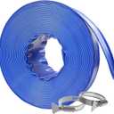Poolvio Backwash Hose 2" x 50 ft, Blue Lay-Flat PVC Drain Hose with 2 Stainless Steel Thumb Screw Clamps, Tear-Resistant & Leak-Free for Swimming Pool Filter Cleaning, Flooded Area, Pond Draining