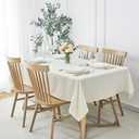 maxmill Weaved Texture Rectangle Tablecloth Water Resistant Wrinkle Free Spill-Proof, Soft Table Cloth for Dining Room Decoration, Banquet Parties Event Holiday Dinner, 60 x 84 Inch Ivory