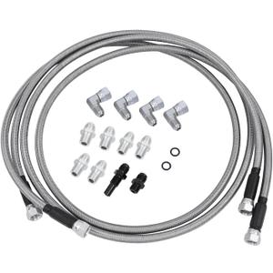 6AN 70 Transmission Cooler Hose Line kit, Compatible with GM Chevy Transmission 4L80E TH350 TH400 4L60E 700R4 200-4R TR6060 C5 AOD Stainless Steel Braided AN6 Adapter Fitting