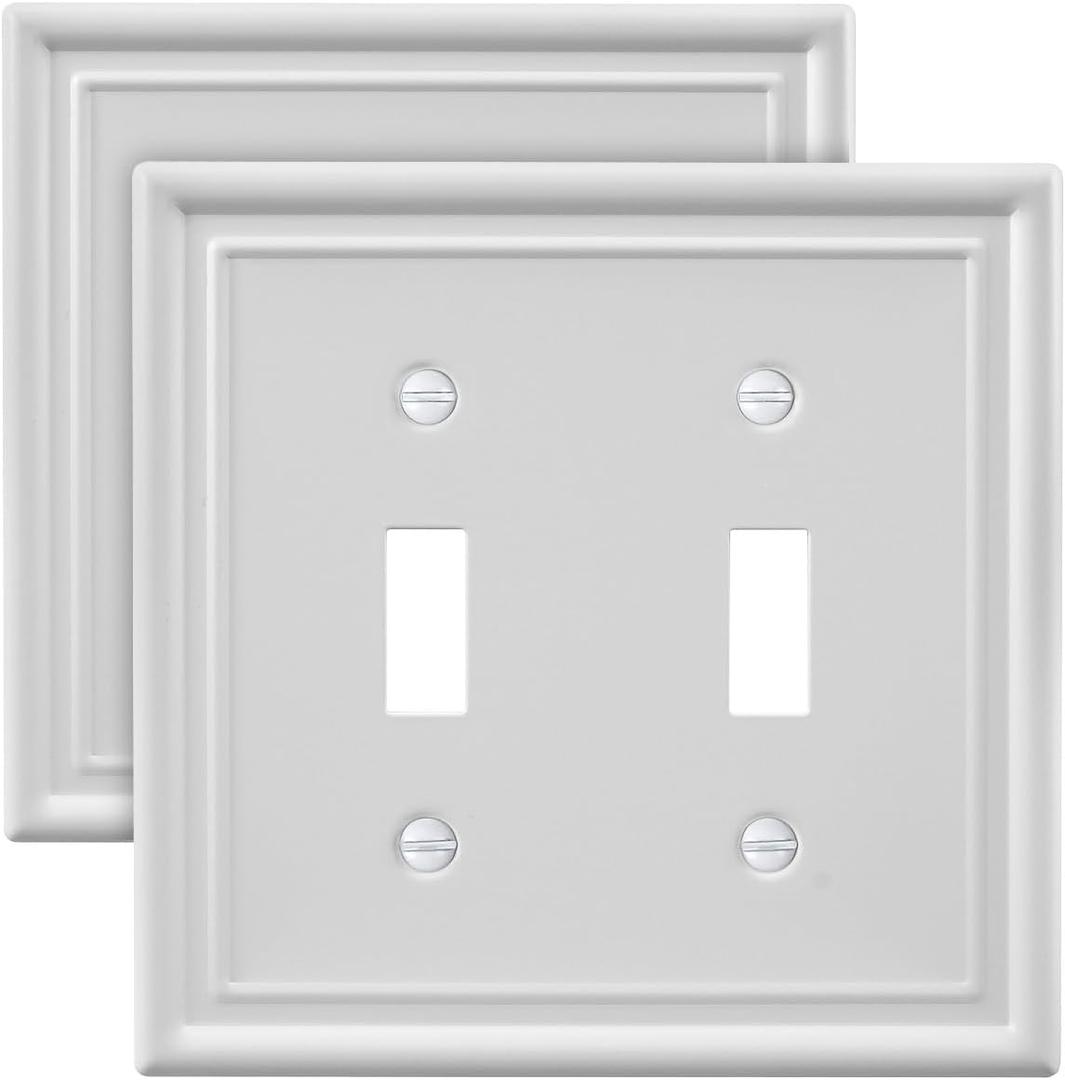 Decorative Metal Wall Plates, Switch Plates Outlet Covers (Off White/2 Toggle 2 Pack)