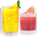 Vintage Hobnail Drinking Glasses Set of 12-14 oz Old Fashioned Water Glass Cups & 11 oz Cocktail Glasses, Aesthetic Kitchen Bar Tumbler Glassware Gifts Sets for Smoothie, Juice, Coffee, Wine