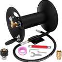 High Pressure Washer Hose Reel 100ft 3/8" NPT, 4000 PSI Heavy Duty Steel Power Washer Hose Reel with Swivel Arm, Mounting Bracket & M22 14mm Fitting, Wall/Machine/Van/Trailer Mount Compatible