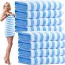SmoothNovelty 8 Pack Microfiber Bath Towels Bulk 27'' x 60'' Oversized Bath Towel Highly Absorbent Extra Large Shower Sheets Soft Drying for Beach Pool Bathroom Salon Party(Blue)