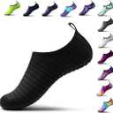 SIMARI Water Shoes for Women Men Swim Aqua Socks Beach Pool Essentials Barefoot Surf River Boat Kayak Sea Yoga Sand Exercise Sport Accessories Breathable Quick-Dry Adult Youth Kid Size SWS001 (10-11 Women/9-10 Men, 3a-stripe Blcak)