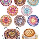 Benvo 8 Pcs Diamond Painting Coasters Kit Mandala Cup Coasters DIY Diamond Art Kits with Diamond Painting Pens, Holders, Cork Base for Beginners Adults and Kids Art Craft Supplies Gift (Mandala A)