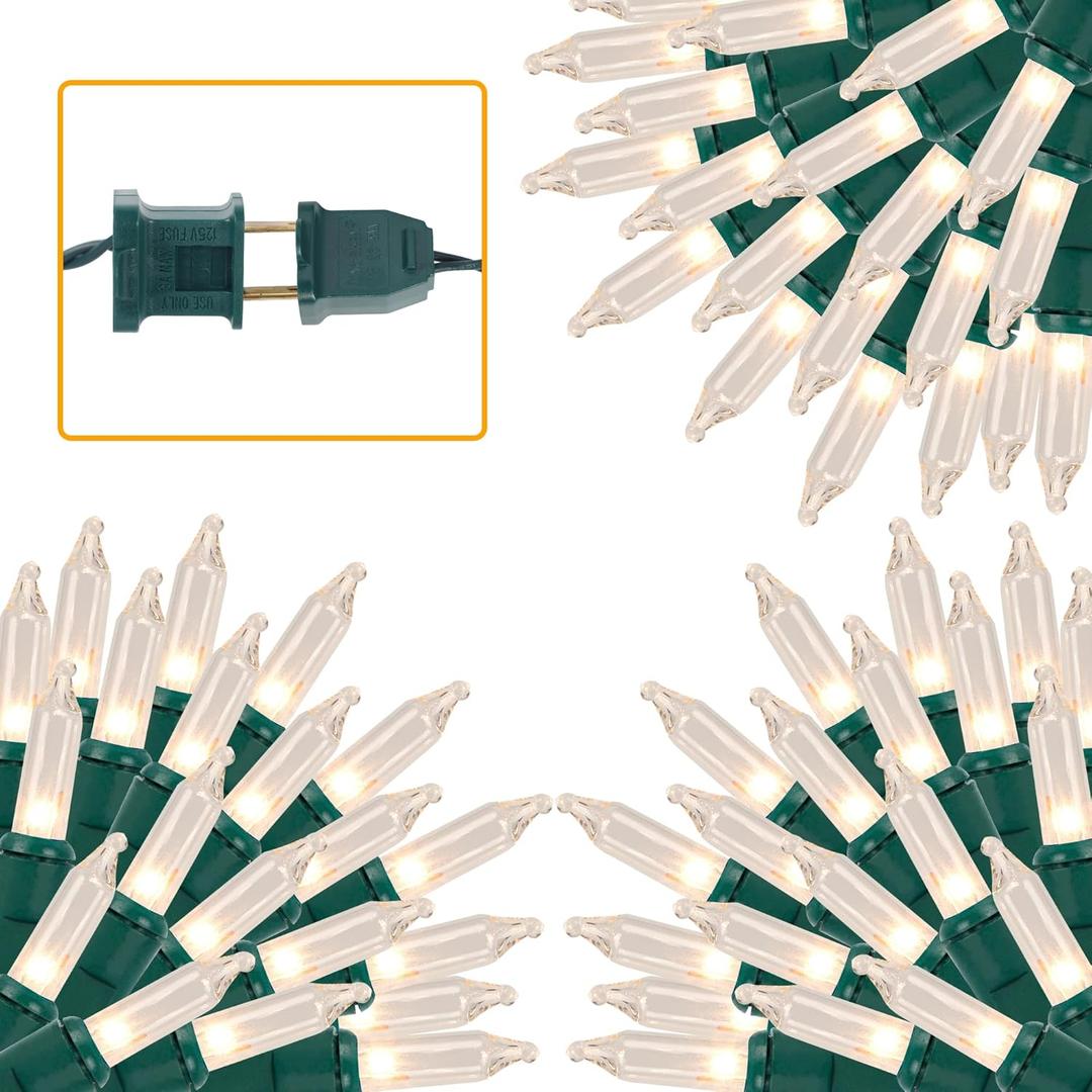 3 Sets Christmas Lights, 150 Count 33 FT Each Mini String Lights, Clear Green Wire Fairy Light, 120V UL Certified Connectable Xmas Tree Light for Holiday Patio Party Outdoor Decoration, Warm White