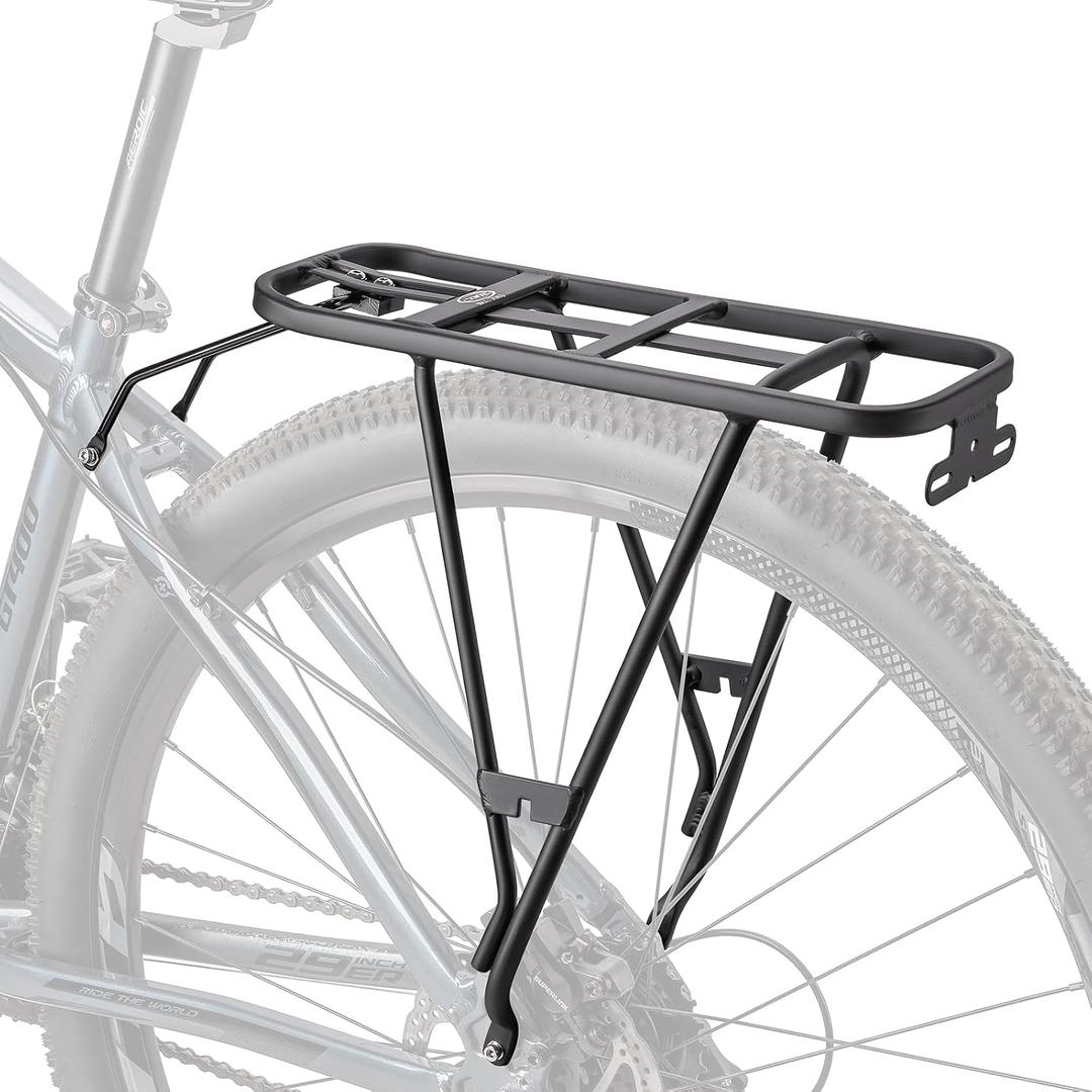 CXWXC Rear Bike Rack - Bike Cargo Rack for Disc Brake/ Non-Disc Brake Mount - 66lbs Bicycle Pannier Touring Carrier Rack, Height Adjustable (for 26"-27.5" Bikes)