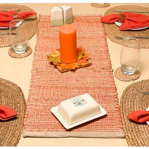 Chardin home Natural Jute Table Runner 13x36 Inch  Vintage Boho Rustic Table Decor  Handwoven Table Runner in Natural Jute and Aqua Turquoise  Farmhouse Dining or Console Table Accent