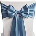 Pack of 50 Satin Dusty Blue Chair Sashes for Wedding - SINSSOWL Chairs Bows 7x108 Inches Chair Ribbons Fitting Birthday Party Anniversary Events Ceremony Bridal Baby Shower Decorations