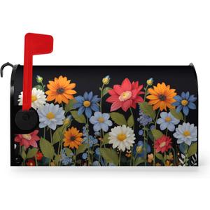 Summer Spring Colorful Daisy Mailbox Covers Magnetic Large Size 25.5x21 Inch Flowers Mailbox Cover Oversized Seasonal Floral Letter Post Box Wraps Standard Size for Garden Outside Decoration