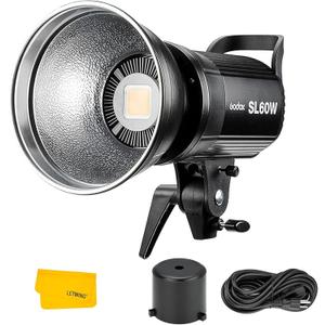 Godox SL-60W SL60W CRI95+Qa>90 5600300K Bowens Mount LED Video Light,433MHz Grouping System,Wirelessly Adjust Brightness,for Video Recording Wedding Outdoor Shooting,W/Reflector