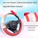 Cute Car Steering Wheel Cover, Universal Fit 15 Inch Soft Comfortable Plush Anti Slip & Odor Free Car Wheel Protector for Women Girls Pink