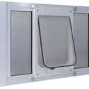 Ideal Pet Products Aluminum Sash Window Pet Door, Adjustable to Fit Window Widths from 33" to 38", Chubby Kat 7-1/2 x 10-1/2 Flap Size (7-1/2 x 10-1/2 Chubby Kat)