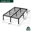 18 Inch Queen Metal Platform Bed Frame, Steel Slat Support, No Box Spring Needed, Eco Friendly Packaging, Easy Assembly, Black