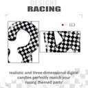 3 x Black White Checkered Birthday Candles, Checkered Flag Racing Theme Number Birthday Cake Decoration, Car Enthusiast Party Decor, 7th Birthday Cake Candles for Boys and Girls, Kids Party Supplies
