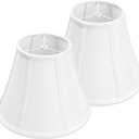 White Bell Lamp Shades Set of 2, 6.7" x 13" x 10" Fabric Replacement Lampshades for Table Lamps, Spider Fitter Lamp Shades for Home Decoration in Living Room, Bedroom, Easy Assembly Required