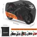 ROWYEET Motorcycle Cover Waterproof Outdoor Storage with Lock-Holes, Zipper Storage Bag & Night Reflective Design, All Season Protection Powersports Vehicle Covers Fits up to 96.5" Motorcycles