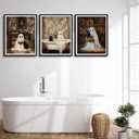 2 x 3Pcs Halloween Ghosts Posters Wall Art Vintage Cute Library Ghost Reading Books Funny Gothic Wall Decor Pictures Retro Horror Creepy Dark Academia Canvas Prints for Bathroom Gallery Home Decor (Halloween Ghosts Posters, 12x16x3pcs)