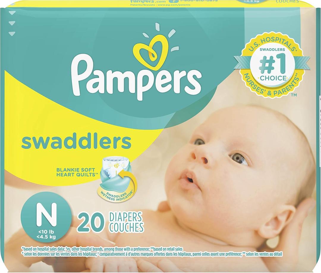 Pampers Swaddlers Diapers Size N 20 Count Pack of 2 (Total of 40 Pampers) Pampers Swaddlers Diapers Size N 20 Count Pack of 2 (Total of 40 Pampers)